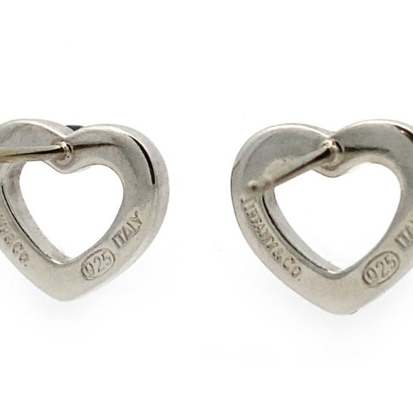 Authentic Tiffany & Co. Sterling Silver Heart Stud Earrings - Picture 2 of 2